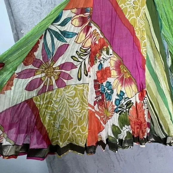 Anü Sz S Colorful Breezy Funky Lightweight‎ Floral Art-to-Wear Skirt Cotton Lux - Picture 5 of 16